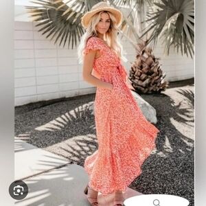 Vici Coral Floral Maxi Dress